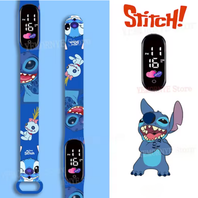 Relógio Digital Infantil Disney Stitch - À Prova D'Água & LED Luminosa