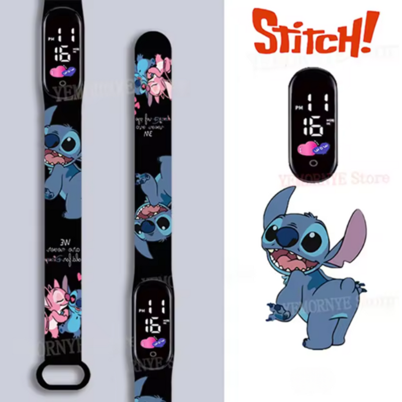 Relógio Digital Infantil Disney Stitch - À Prova D'Água & LED Luminosa