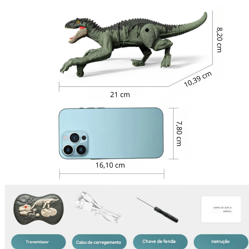 Dinossauro de Controle Remoto - Velociraptor Interativo Para Crianças