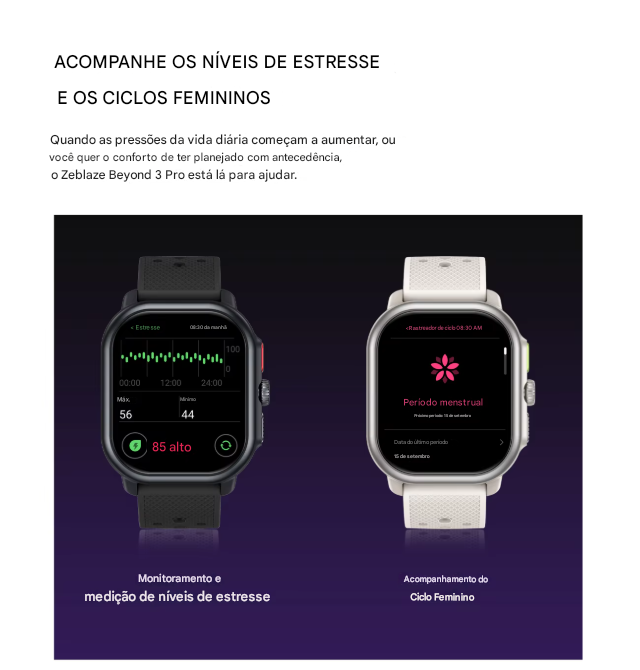 Smartwatch Zeblaze Beyond 3 Pro GPS - Relógio Inteligente com Display Amoled 2,15 Pol. Integrado