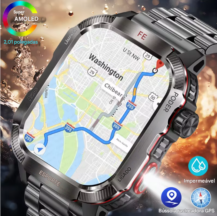 Smartwatch Xiaomi Militar GPS - Relógio Inteligente Para Homens À Prova D'Água IP68