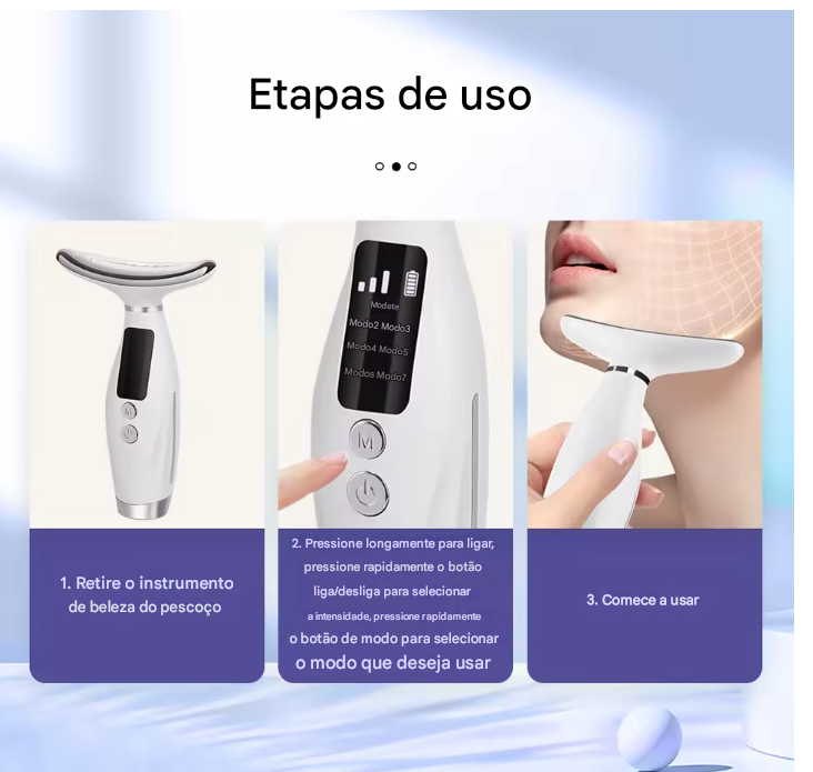 Massageador Rejuvenescedor Facial LED 7 EM 1 - Dispositivo de Beleza Facial