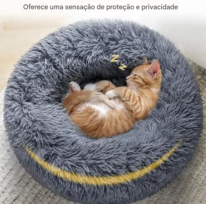 Cama Redonda Peluciada Para Animais de Estimação - Super Macia & Fofa