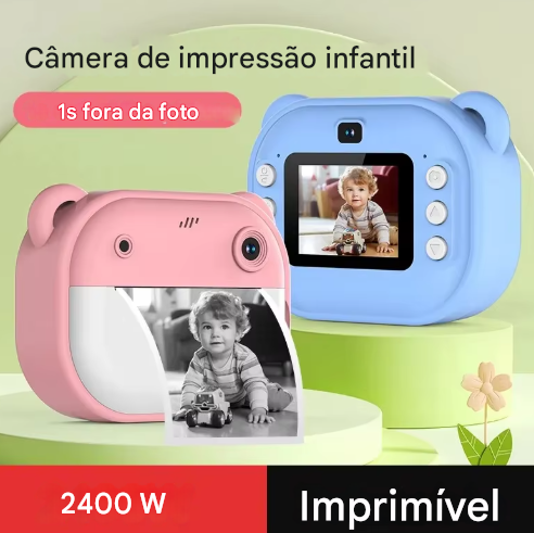 Câmera Digital Infantil com Impressão Instantânea & Cartão de Memória 32G