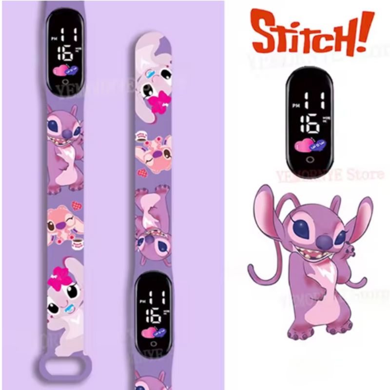 Relógio Digital Infantil Disney Stitch - À Prova D'Água & LED Luminosa