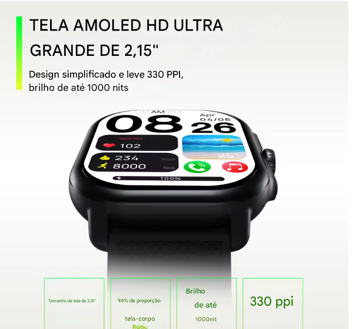 Smartwatch Zeblaze Beyond 3 Pro GPS - Relógio Inteligente com Display Amoled 2,15 Pol. Integrado