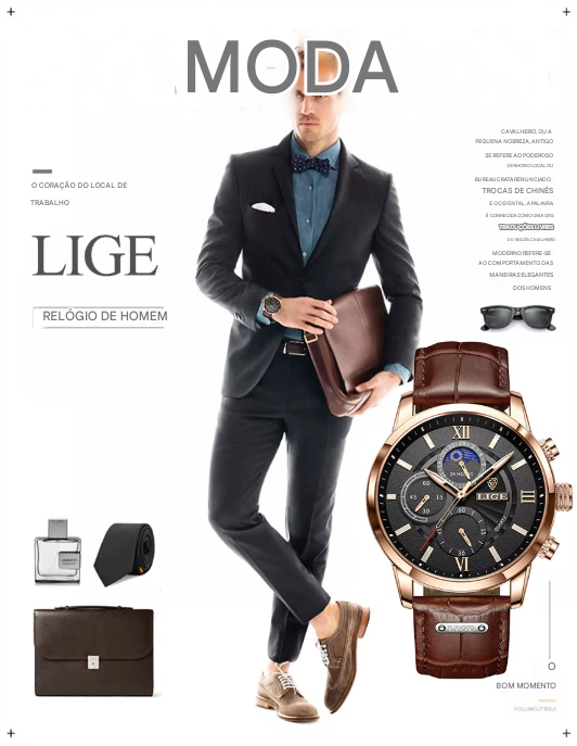 Relógio Masculino Lige Casual - Model Quartz À Prova D'Água