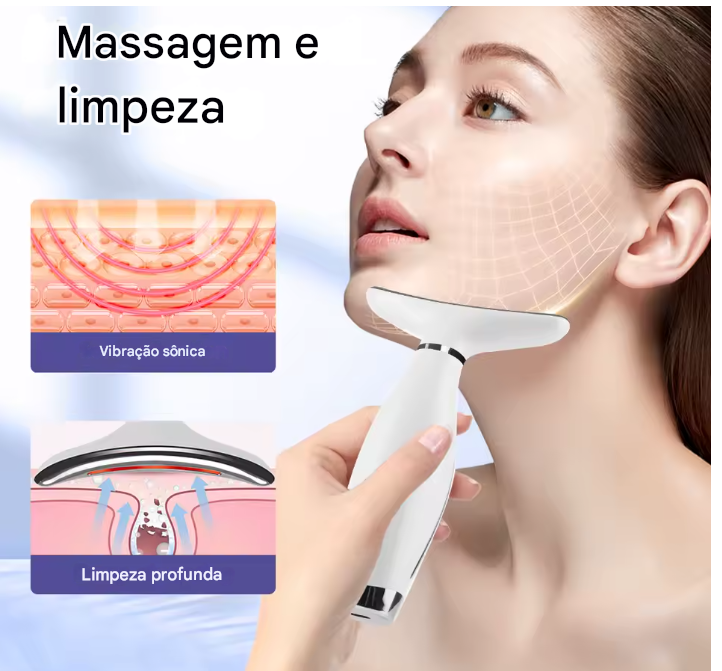 Massageador Rejuvenescedor Facial LED 7 EM 1 - Dispositivo de Beleza Facial