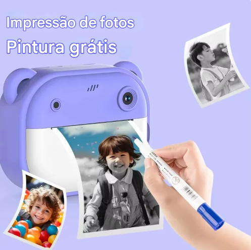 Câmera Digital Infantil com Impressão Instantânea & Cartão de Memória 32G