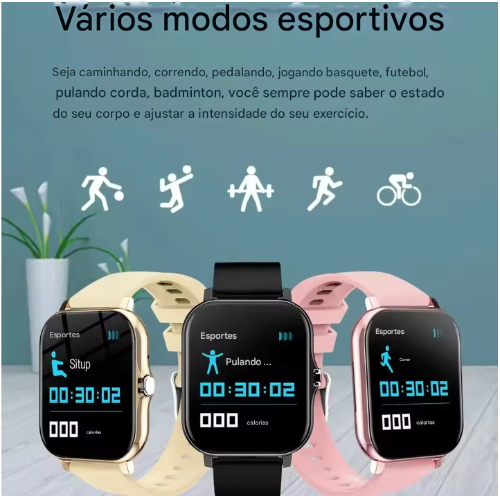 Smartwatch Xiaomi Multifuncional - Relógio Inteligente + Air Pro 6 Brinde