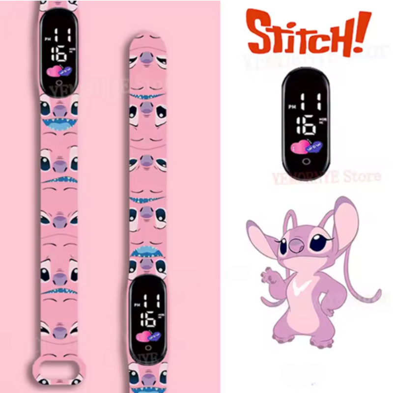 Relógio Digital Infantil Disney Stitch - À Prova D'Água & LED Luminosa