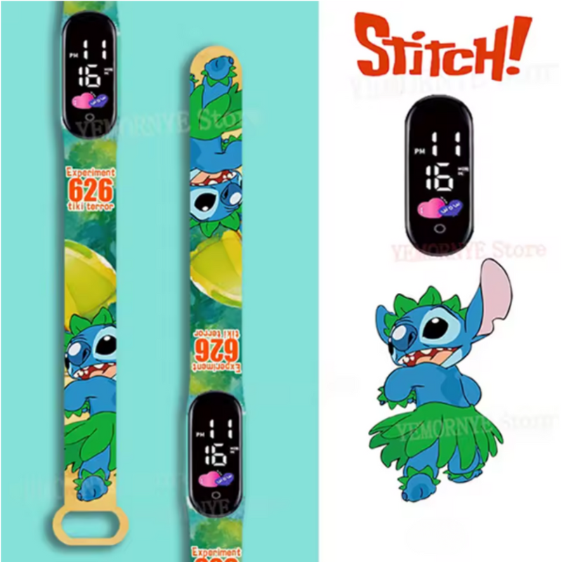 Relógio Digital Infantil Disney Stitch - À Prova D'Água & LED Luminosa