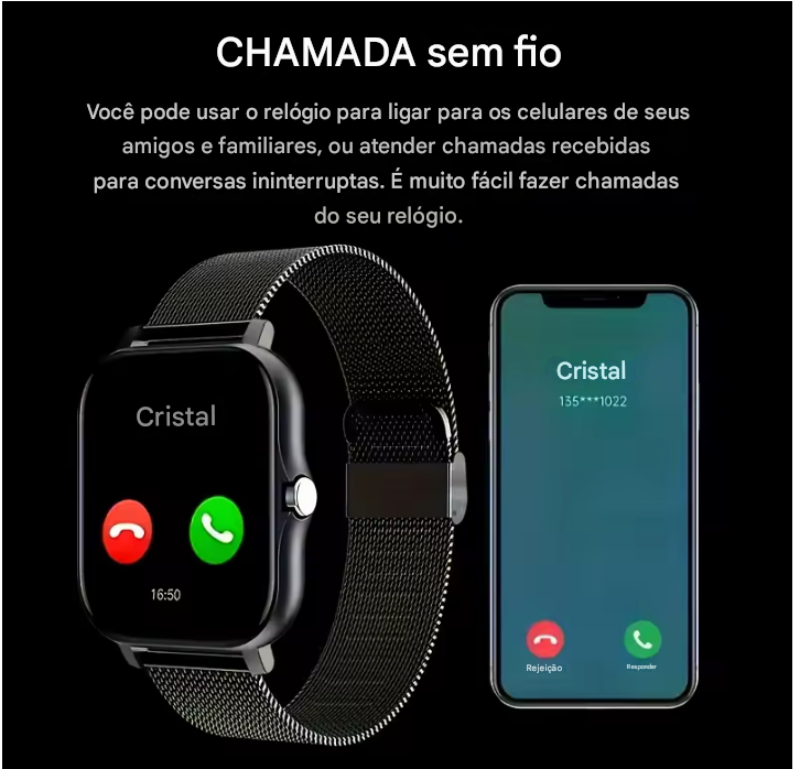 Smartwatch Xiaomi Multifuncional - Relógio Inteligente + Air Pro 6 Brinde