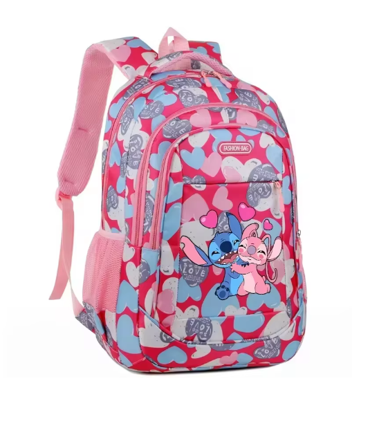 Mochila Escolar Feminina Disney Stitch - Ampla Capacidade Interna