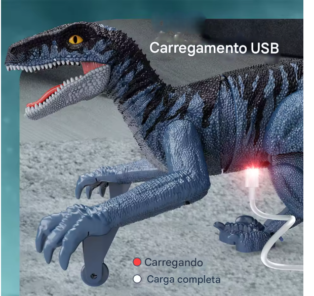 Dinossauro de Controle Remoto - Velociraptor Interativo Para Crianças