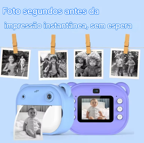 Câmera Digital Infantil com Impressão Instantânea & Cartão de Memória 32G