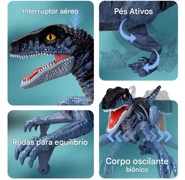 Dinossauro de Controle Remoto - Velociraptor Interativo Para Crianças