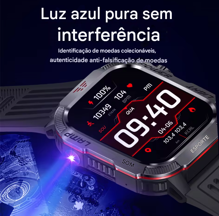 Smartwatch Xiaomi Militar GPS - Relógio Inteligente Para Homens À Prova D'Água IP68