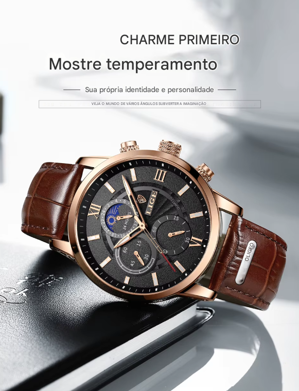 Relógio Masculino Lige Casual - Model Quartz À Prova D'Água