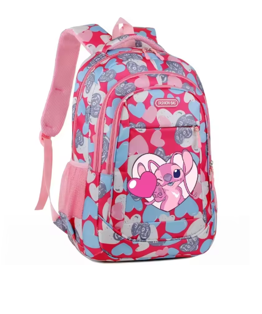 Mochila Escolar Feminina Disney Stitch - Ampla Capacidade Interna