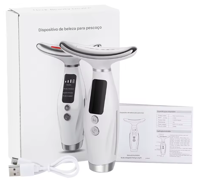 Massageador Rejuvenescedor Facial LED 7 EM 1 - Dispositivo de Beleza Facial