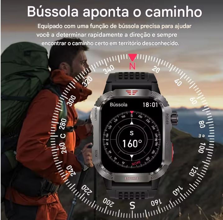 Smartwatch Xiaomi Militar GPS - Relógio Inteligente Para Homens À Prova D'Água IP68