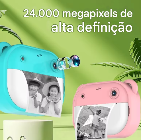 Câmera Digital Infantil com Impressão Instantânea & Cartão de Memória 32G