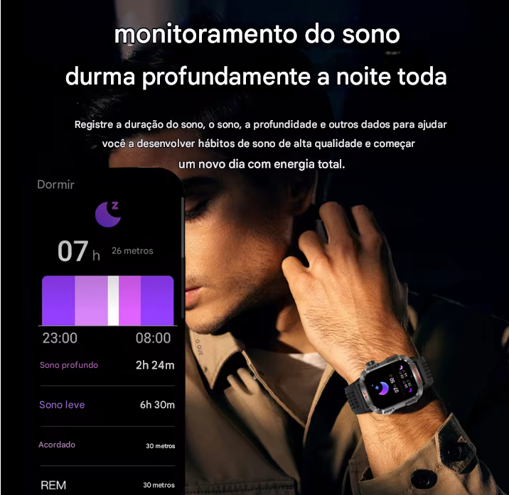 Smartwatch Xiaomi Militar GPS - Relógio Inteligente Para Homens À Prova D'Água IP68