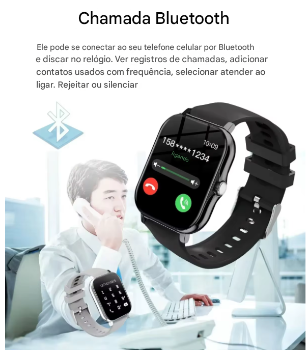 Smartwatch Xiaomi Multifuncional - Relógio Inteligente + Air Pro 6 Brinde