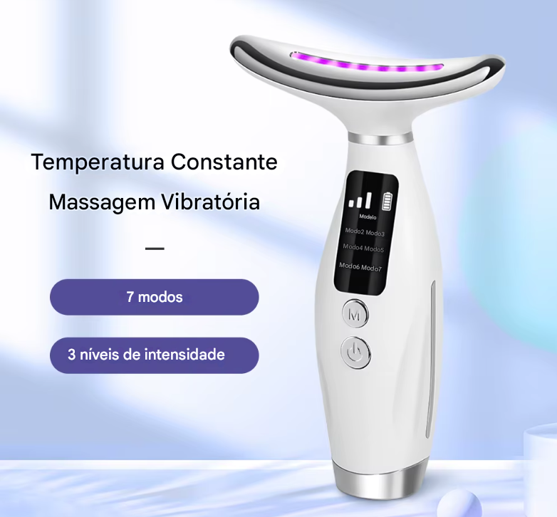 Massageador Rejuvenescedor Facial LED 7 EM 1 - Dispositivo de Beleza Facial