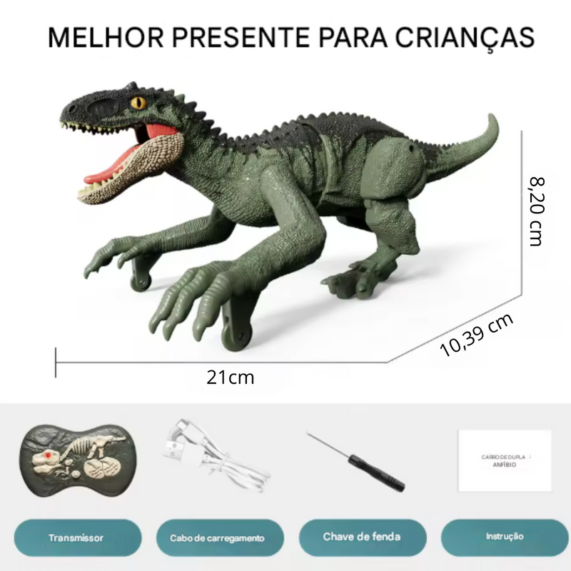 Dinossauro de Controle Remoto - Velociraptor Interativo Para Crianças