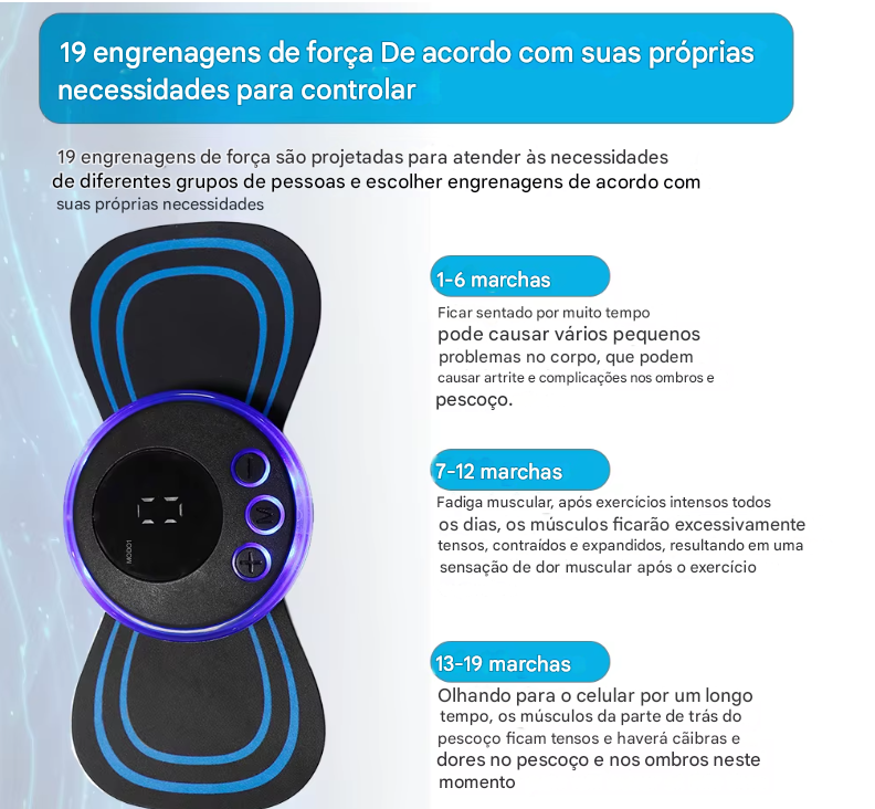 Massageador Portátil Ortopédico - ALÍVIO IMEDIATO - 8 Modos de Estimulação Muscular