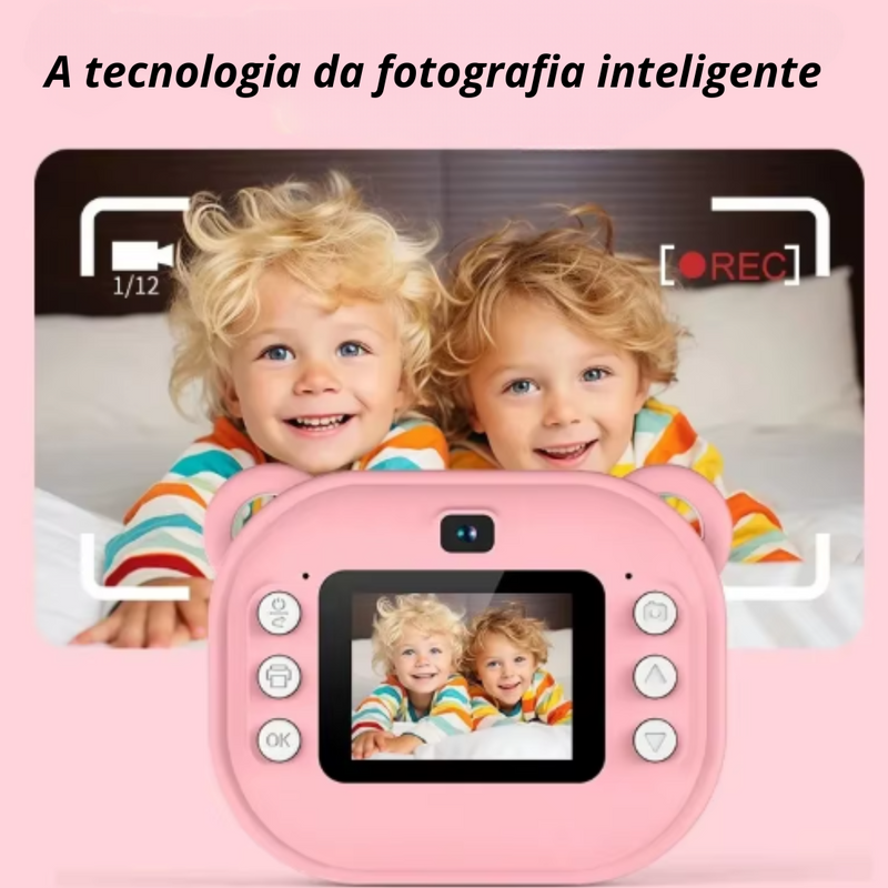 Câmera Digital Infantil com Impressão Instantânea & Cartão de Memória 32G