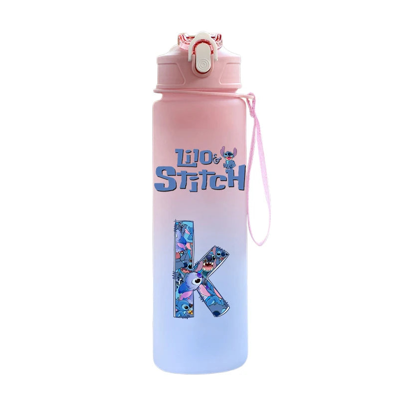 Garrafa de Água 750 ML Personalizada com Letra Inicial - Lilo & Stitch