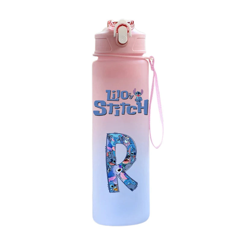 Garrafa de Água 750 ML Personalizada com Letra Inicial - Lilo & Stitch