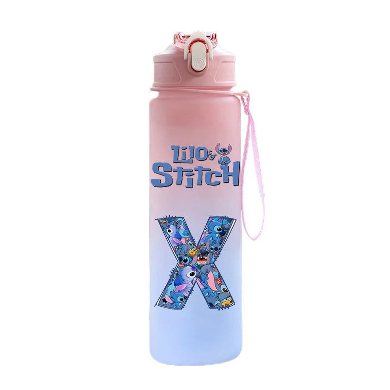 Garrafa de Água 750 ML Personalizada com Letra Inicial - Lilo & Stitch