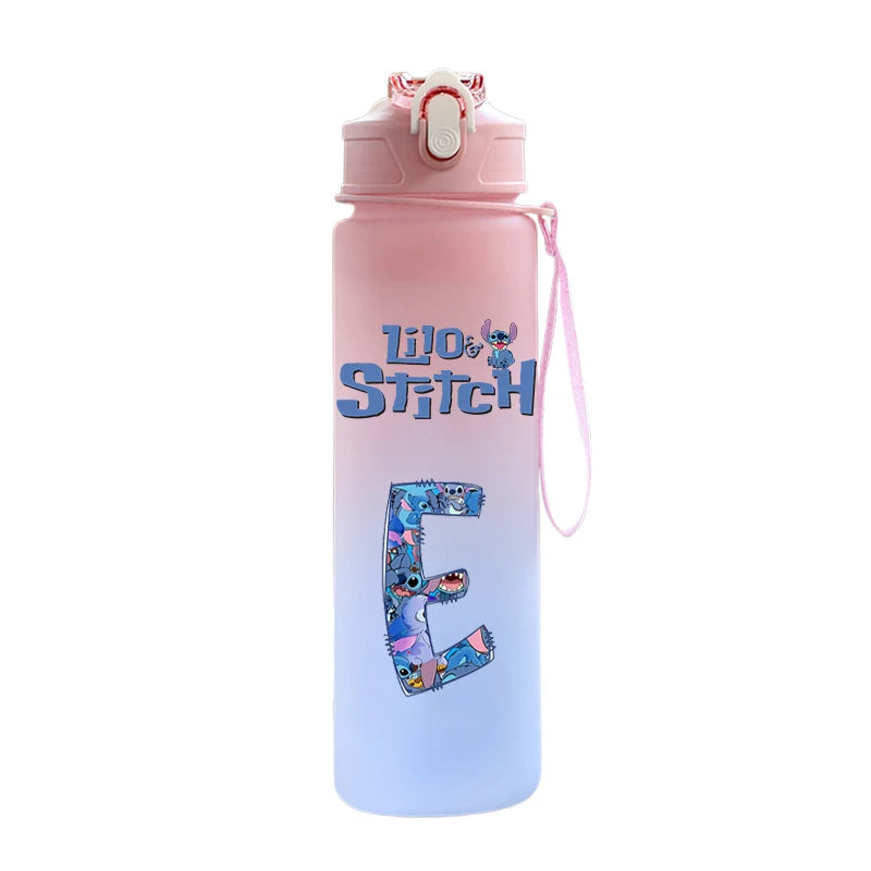 Garrafa de Água 750 ML Personalizada com Letra Inicial - Lilo & Stitch