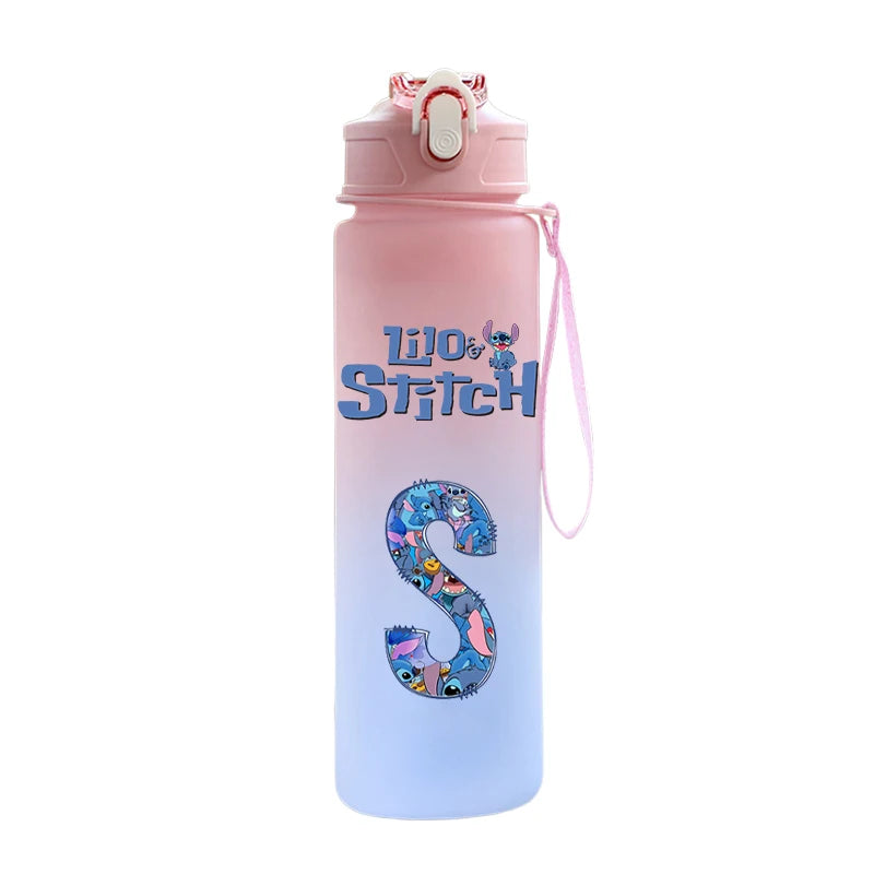 Garrafa de Água 750 ML Personalizada com Letra Inicial - Lilo & Stitch