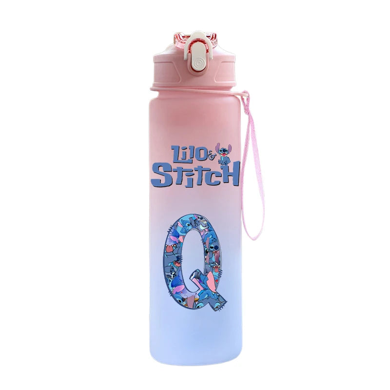 Garrafa de Água 750 ML Personalizada com Letra Inicial - Lilo & Stitch