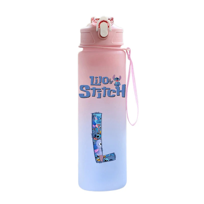 Garrafa de Água 750 ML Personalizada com Letra Inicial - Lilo & Stitch