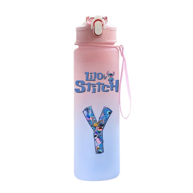 Garrafa de Água 750 ML Personalizada com Letra Inicial - Lilo & Stitch