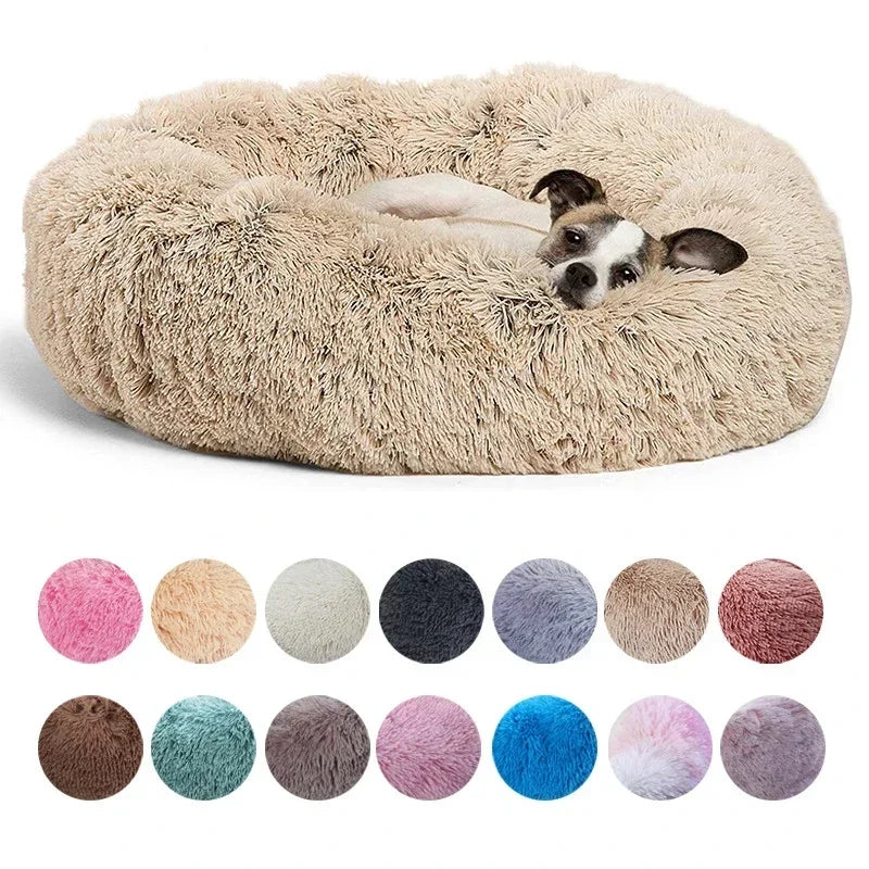 Cama Redonda Peluciada Para Animais de Estimação - Super Macia & Fofa