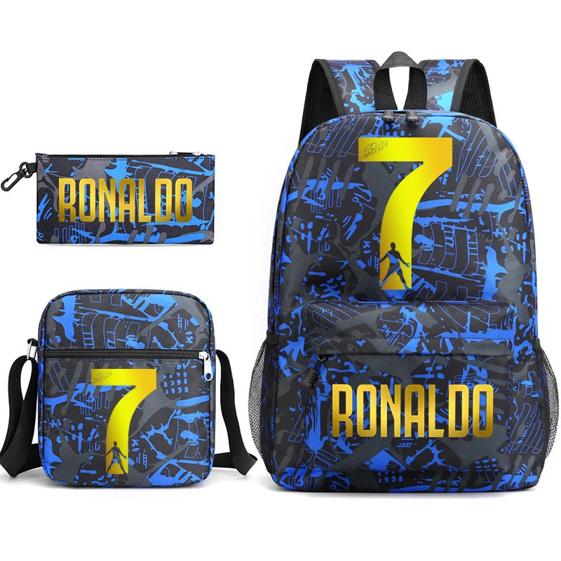 Mochila Escolar com 3 peças, Cristiano Ronaldo CR7 - Conforto & Estilo