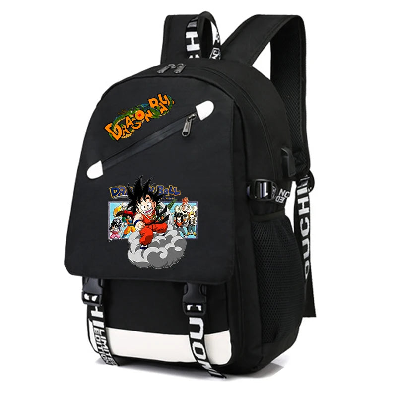 Mochila Escolar com 3 peças Dragon Ball Z - Impermeável & Função USB