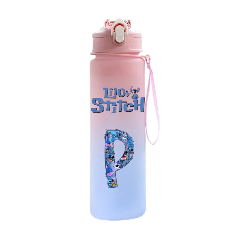 Garrafa de Água 750 ML Personalizada com Letra Inicial - Lilo & Stitch