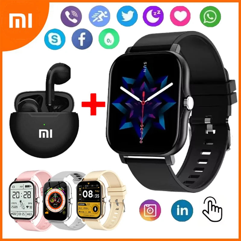 Smartwatch Xiaomi Multifuncional - Relógio Inteligente + Air Pro 6 Brinde