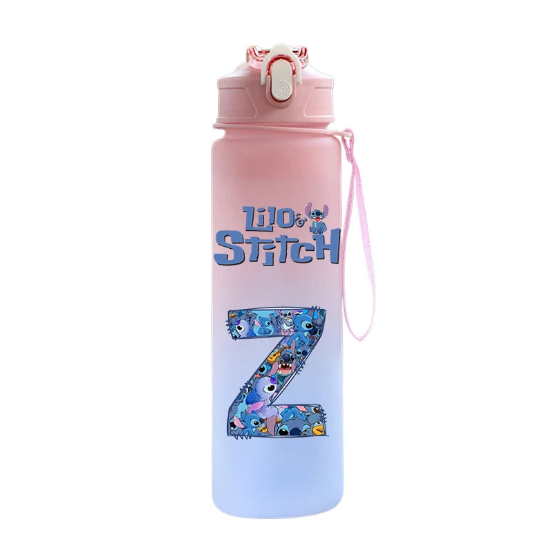 Garrafa de Água 750 ML Personalizada com Letra Inicial - Lilo & Stitch