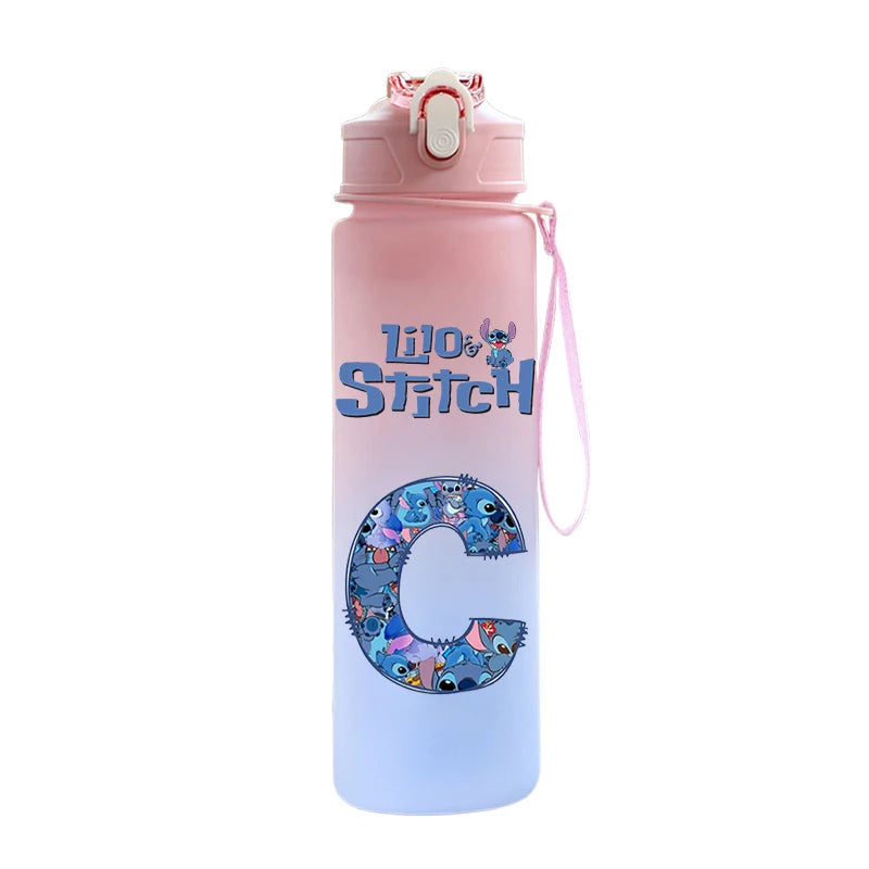 Garrafa de Água 750 ML Personalizada com Letra Inicial - Lilo & Stitch