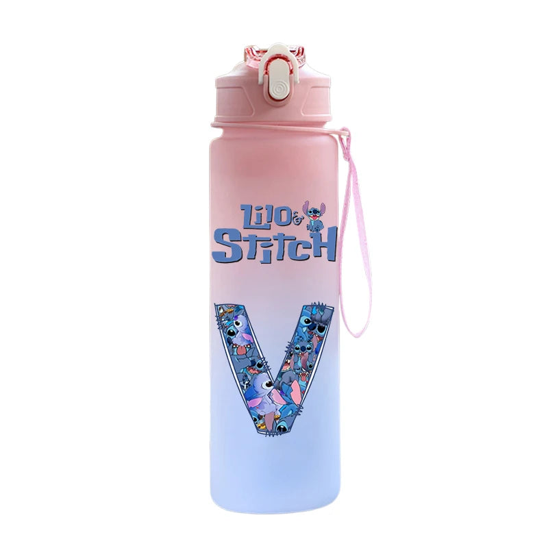 Garrafa de Água 750 ML Personalizada com Letra Inicial - Lilo & Stitch