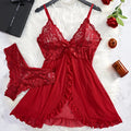 Conjunto de Lingerie - Camisola Sexy Chama Secreta De Renda